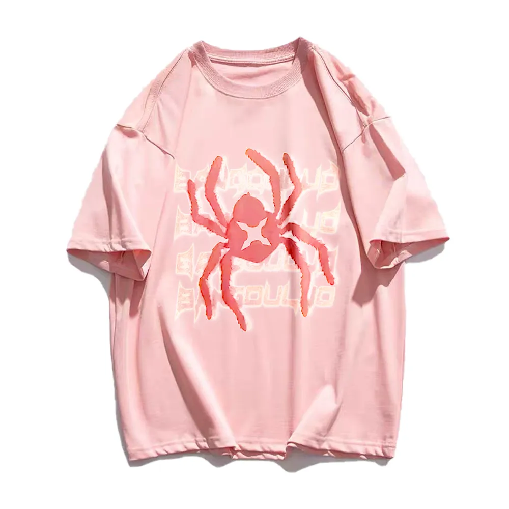 Cartoon Spider Letter Print T-shirt