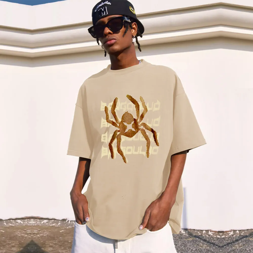 Cartoon Spider Letter Print T-shirt