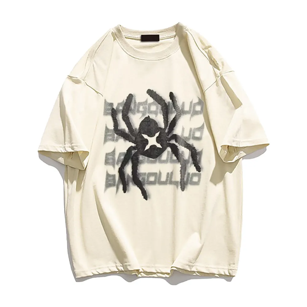 Cartoon Spider Letter Print T-shirt