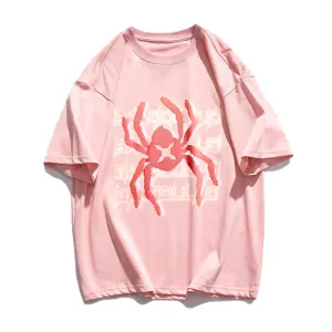 Cartoon Spider Letter Print T-shirt