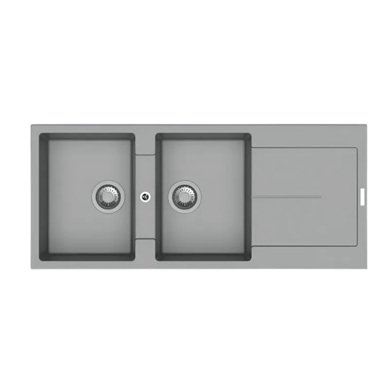 Carysil Granite Chrome-Nera Double Bowl Drainer Sink 1160 x 500mm - ENIGMA D200