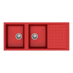 Carysil Granite INOX Red Double Bowl Drainer Sink 1160 x 500mm - POLO D200