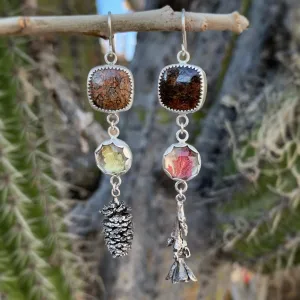 Cascading nature earrings in silver