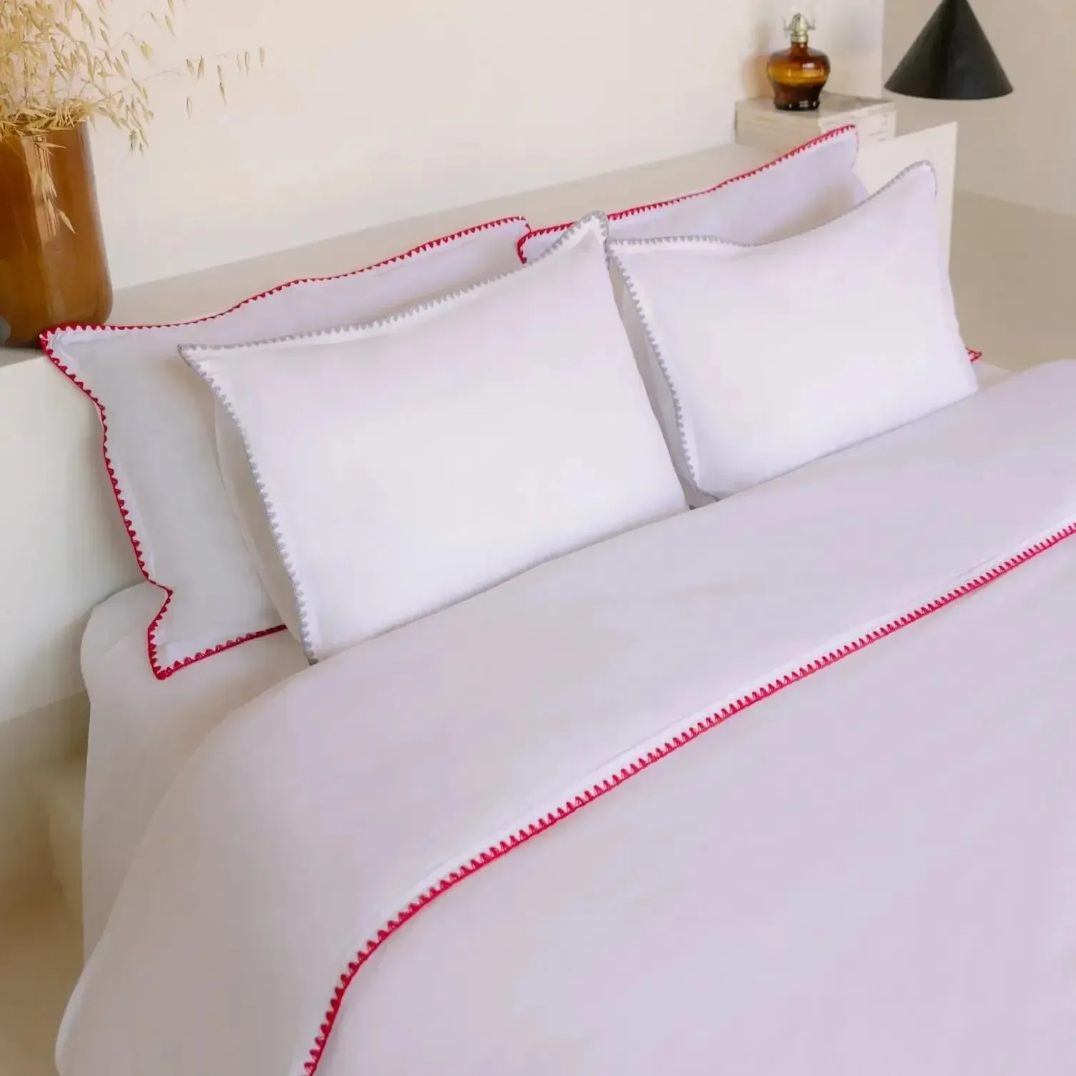 Cascais Percale 400TC Duvet Cover - Red