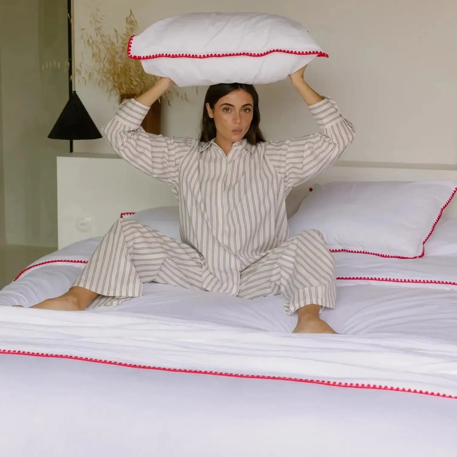 Cascais Percale 400TC Duvet Cover - Red