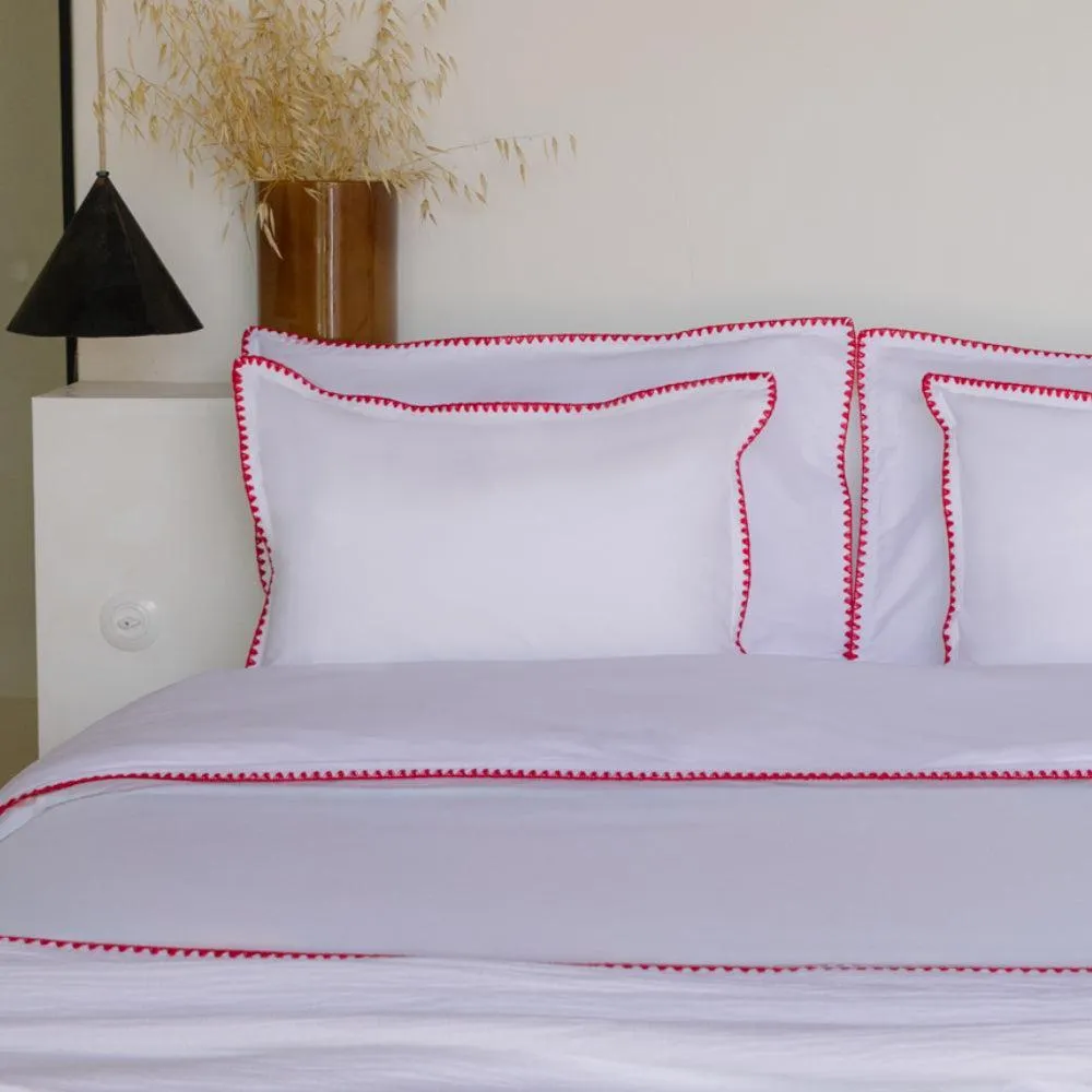 Cascais Percale 400TC Duvet Cover - Red