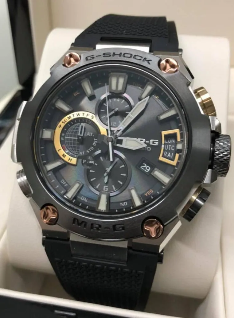 Casio G-Shock MR-G Titanium GPS Fluoro-Rubber Band Black-Gold & Rose-Gold MRG-G2000R-1A