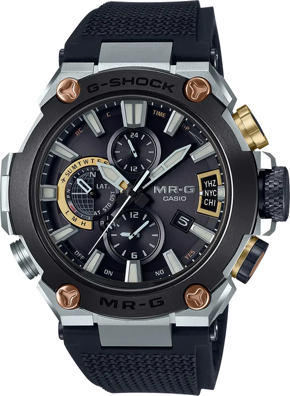 Casio G-Shock MR-G Titanium GPS Fluoro-Rubber Band Black-Gold & Rose-Gold MRG-G2000R-1A