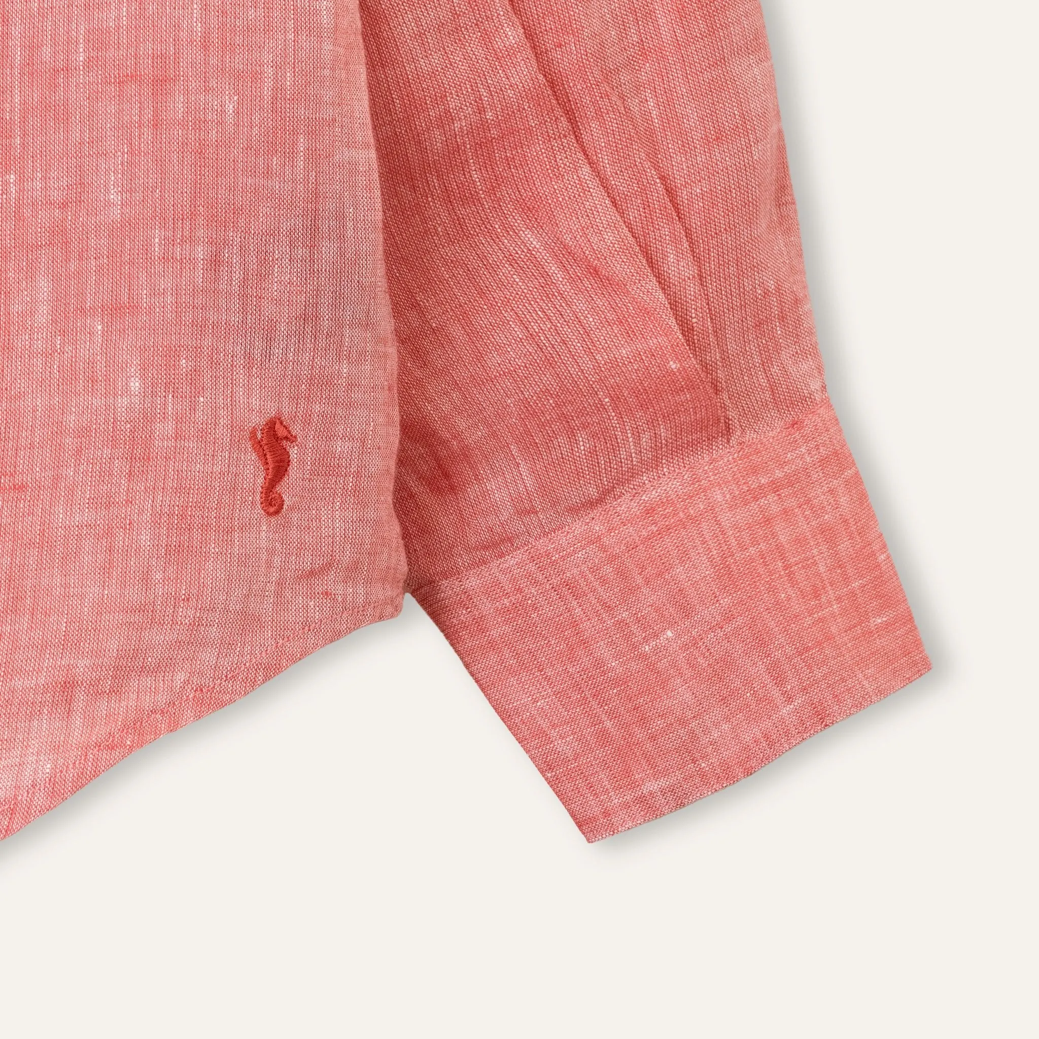 Casual Linen Shirt Coral