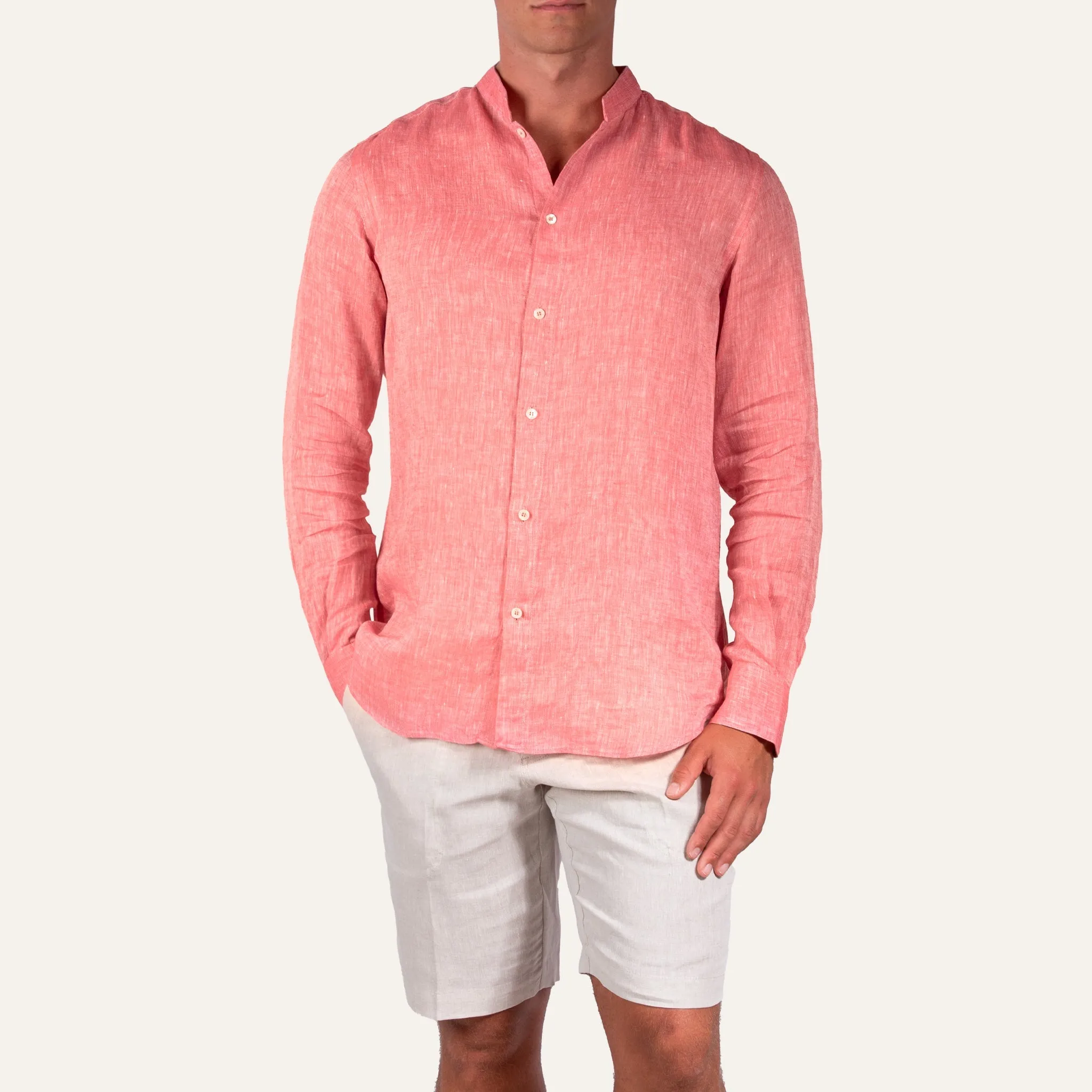 Casual Linen Shirt Coral