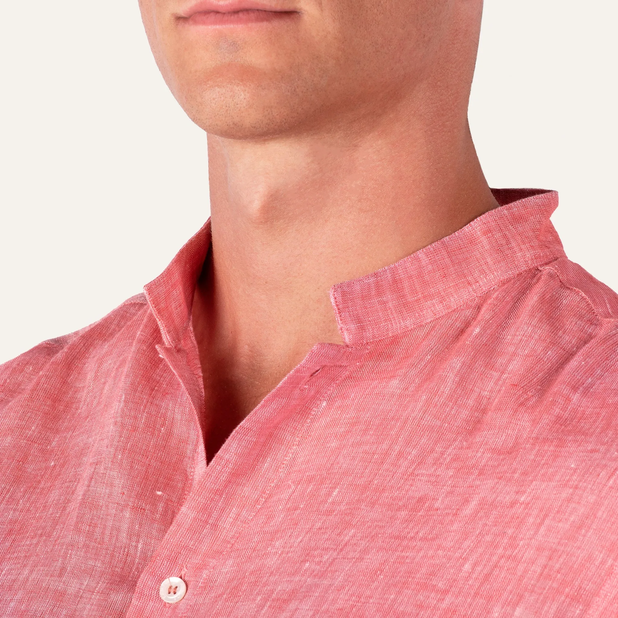 Casual Linen Shirt Coral