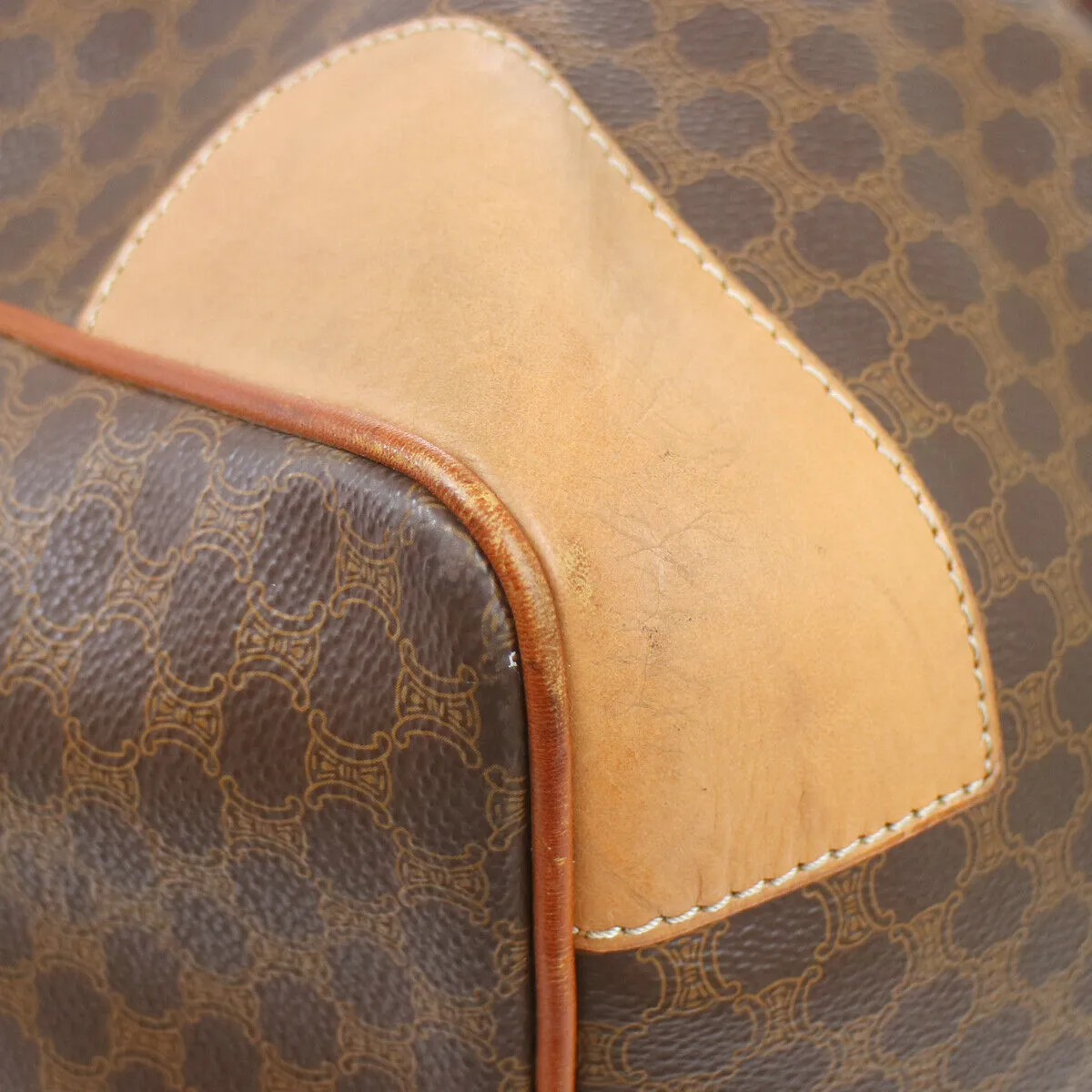 CELINE Macadam Travel Hand Boston Bag Brown PVC Leather M14 41989