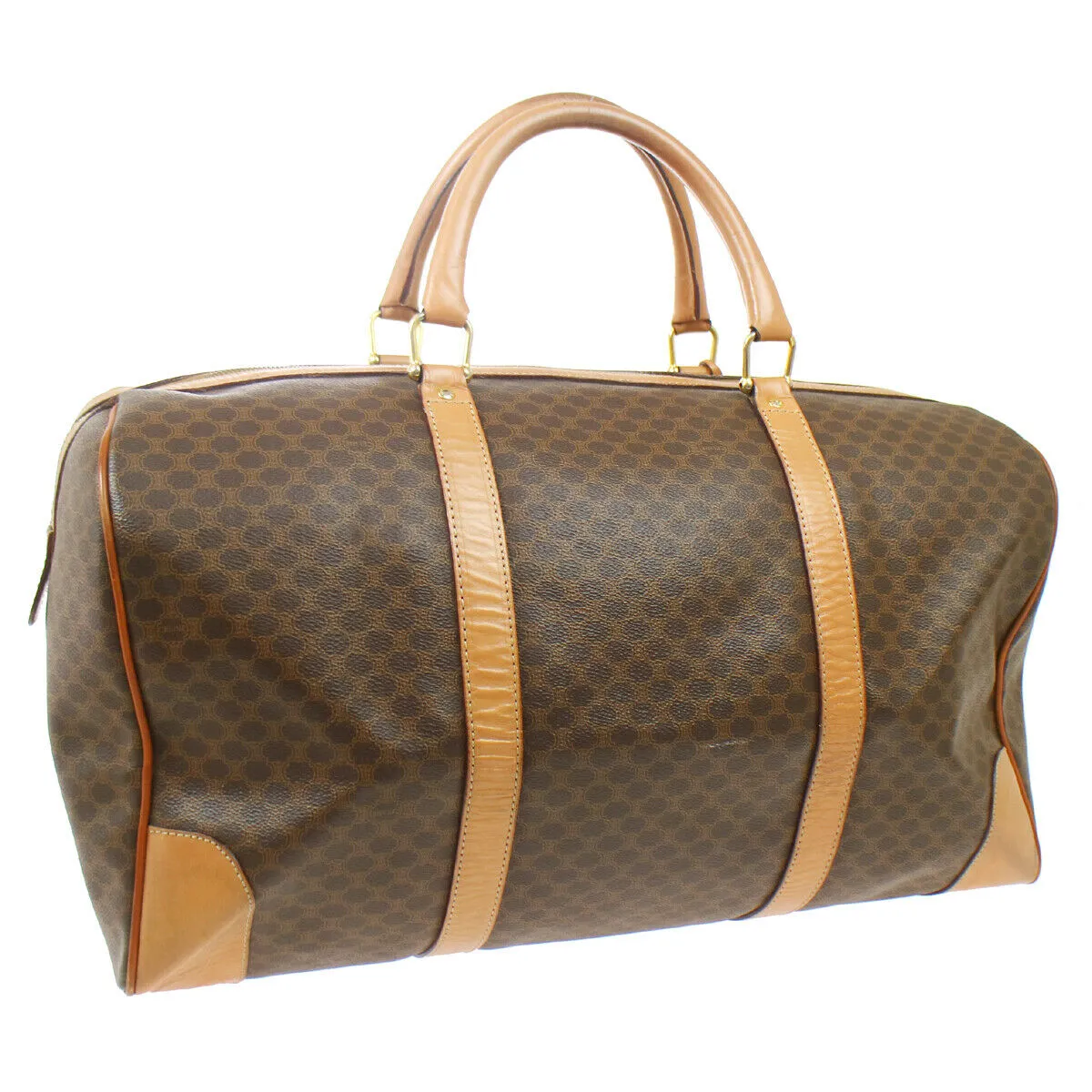 CELINE Macadam Travel Hand Boston Bag Brown PVC Leather M14 41989