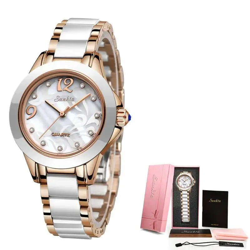 Ceramic Ladies Watches: Waterproof, Quartz Movement, Various Colors - Fashionable & Durable