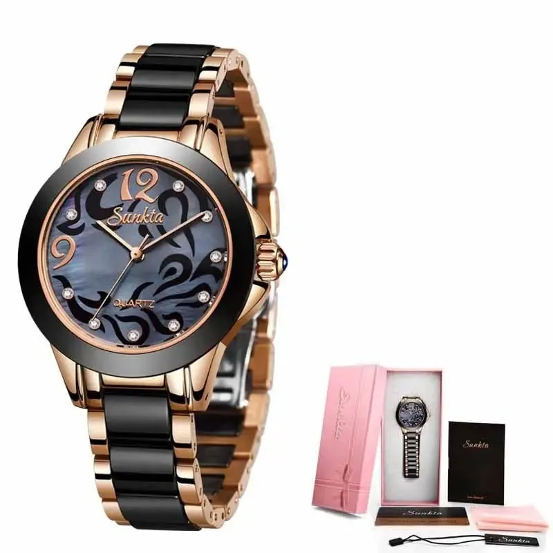 Ceramic Ladies Watches: Waterproof, Quartz Movement, Various Colors - Fashionable & Durable