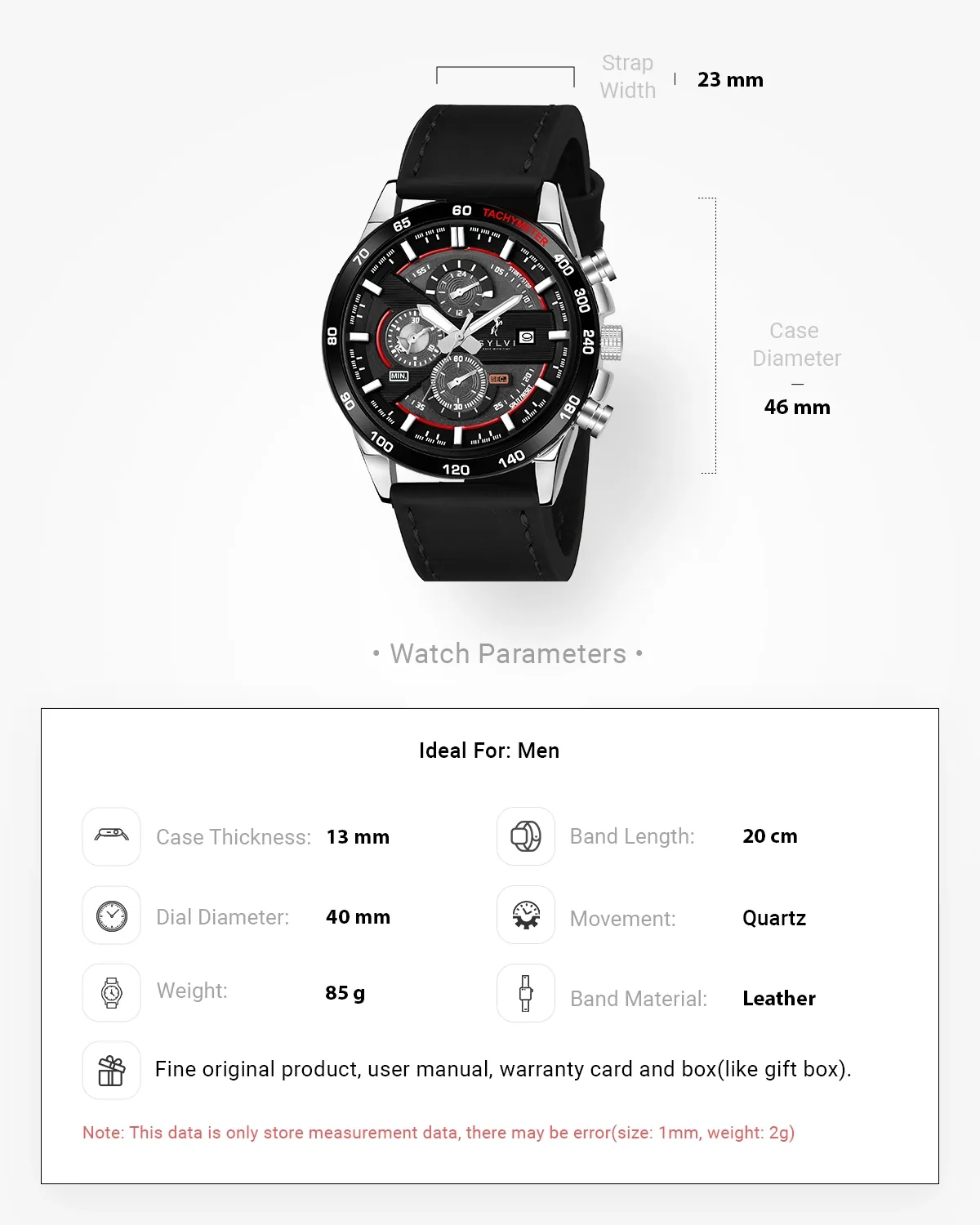Certified Imperfect Timegrapher Black Red Leather