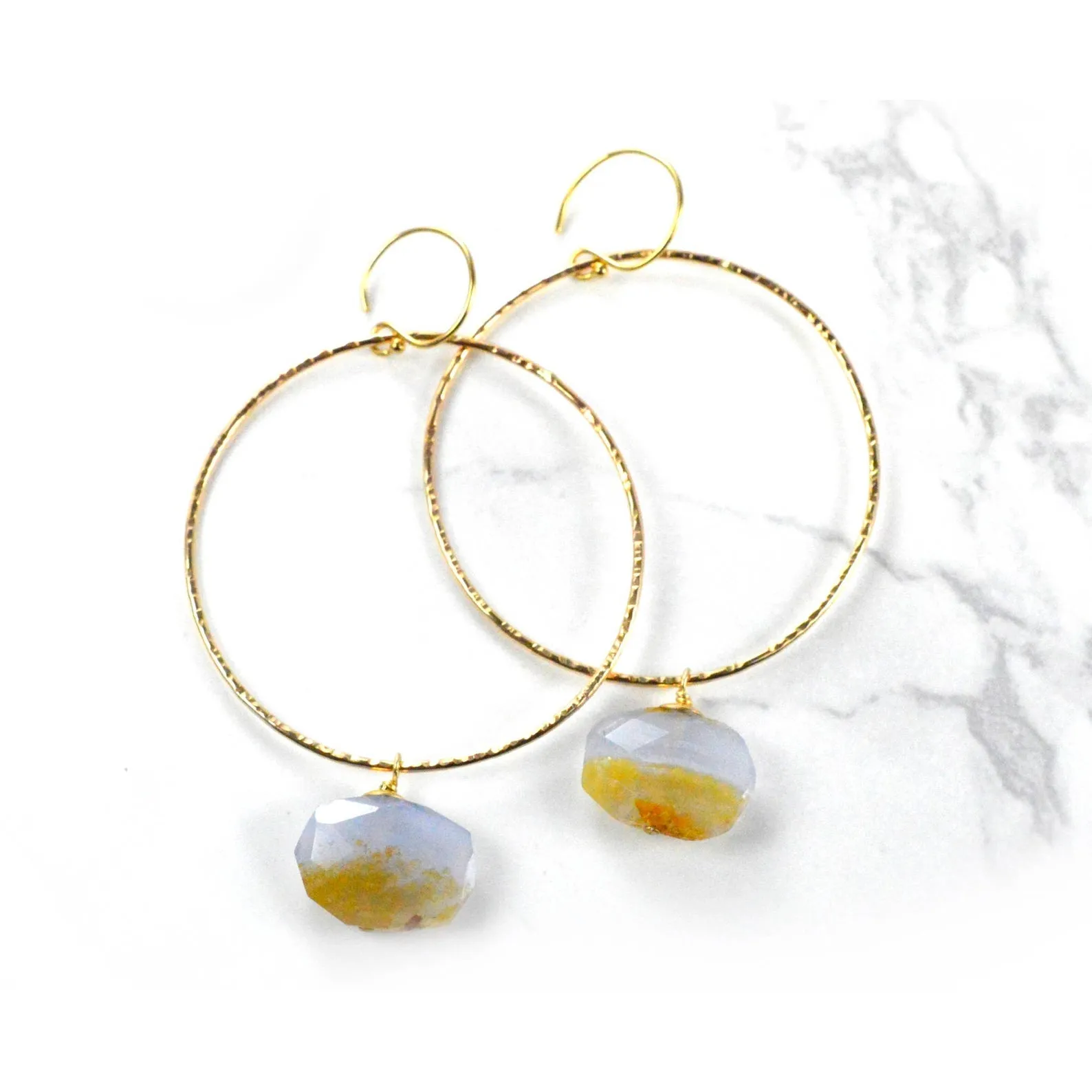 Chalcedony Hoop Earrings