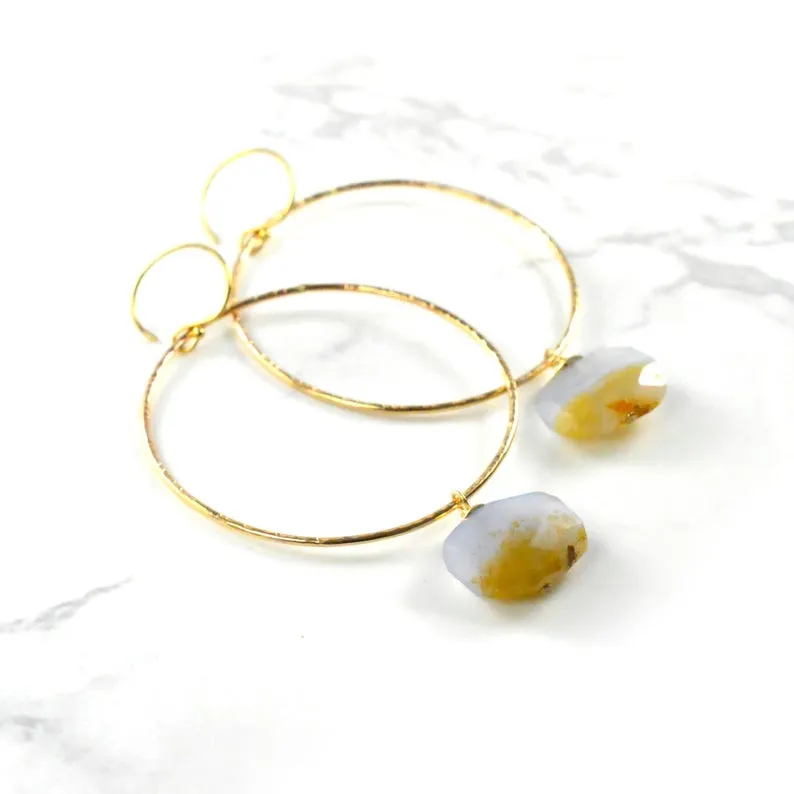 Chalcedony Hoop Earrings