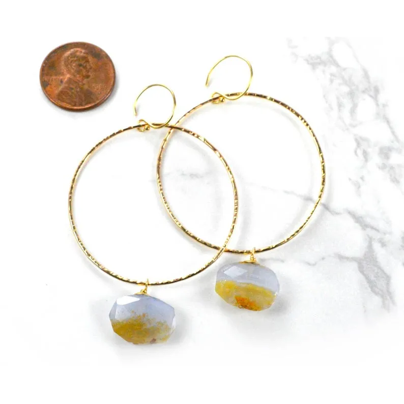 Chalcedony Hoop Earrings