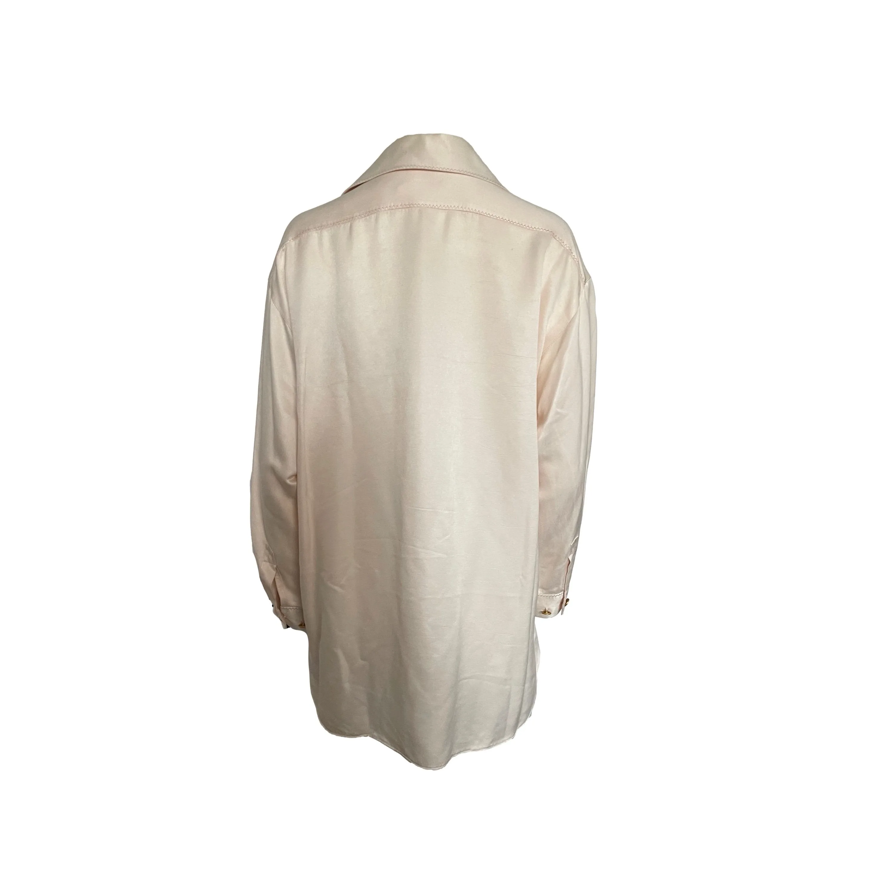 Chanel Rose Pocket Logo Button Down