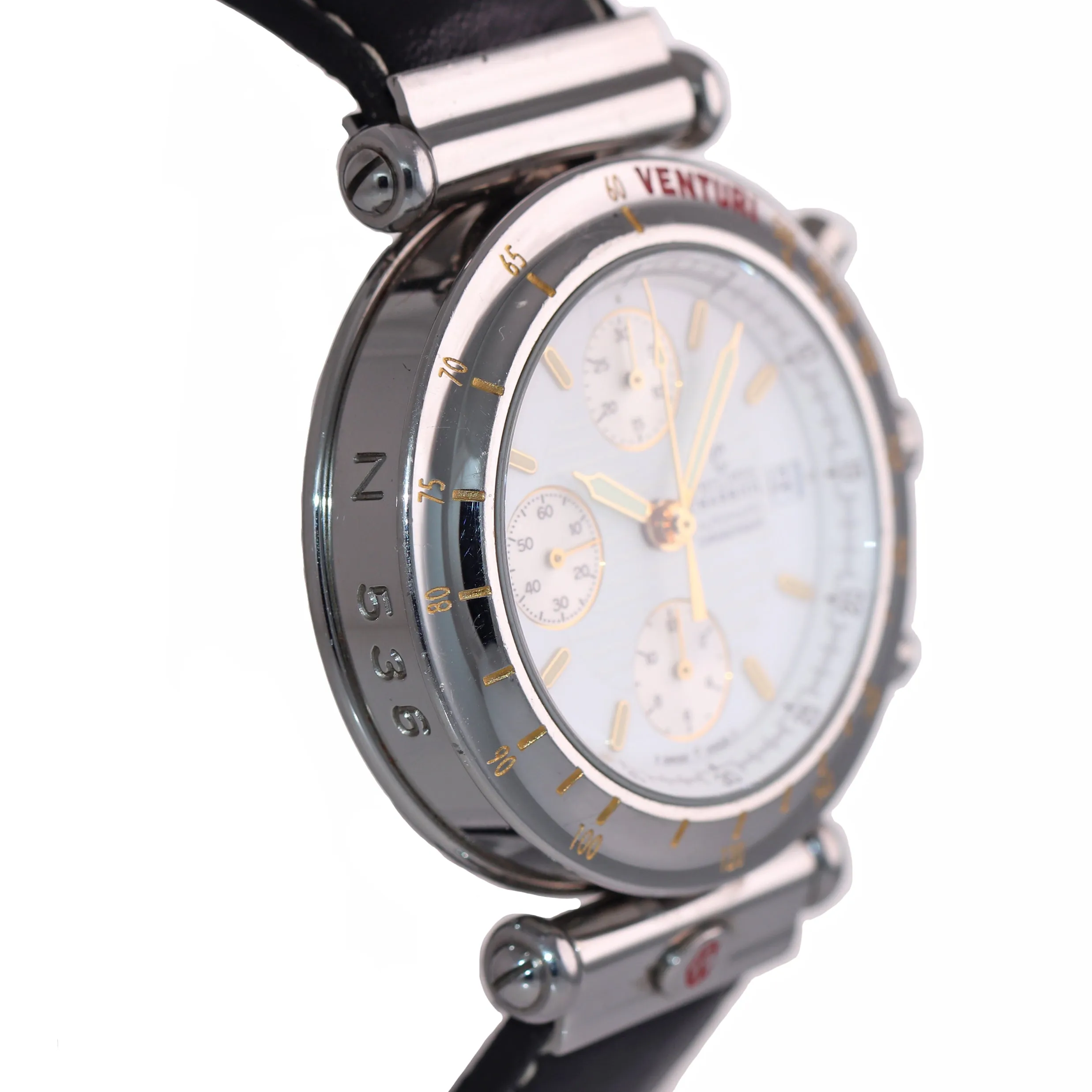 Charriol Venturi 60.95 Chronograph Date Stainless Steel 40mm White Dial Watch