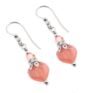 Cherry Quartz Heart Gemstone Earrings
