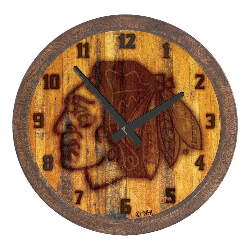 Chicago Blackhawks: Branded "Faux" Barrel Top Wall Clock