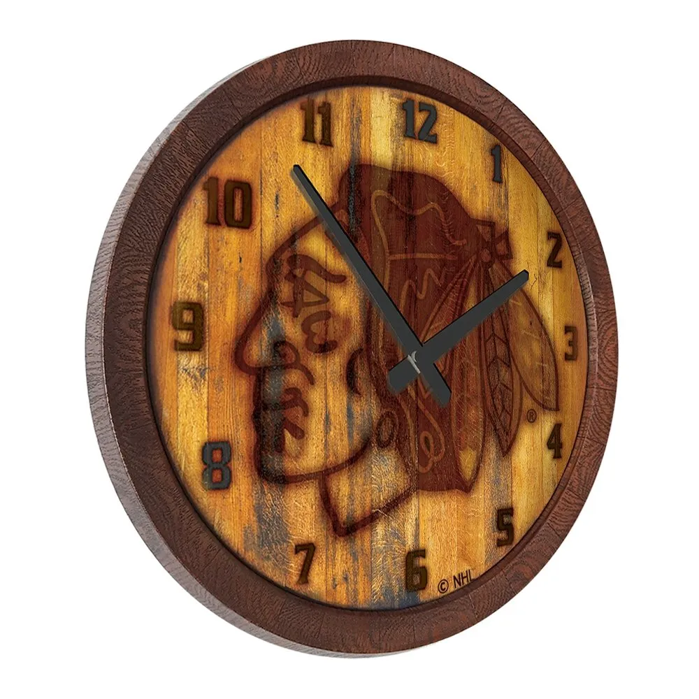 Chicago Blackhawks: Branded "Faux" Barrel Top Wall Clock