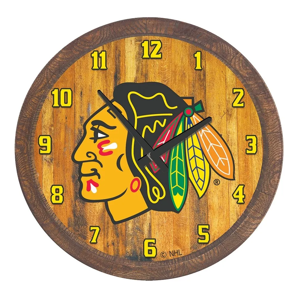 Chicago Blackhawks: "Faux" Barrel Top Wall Clock