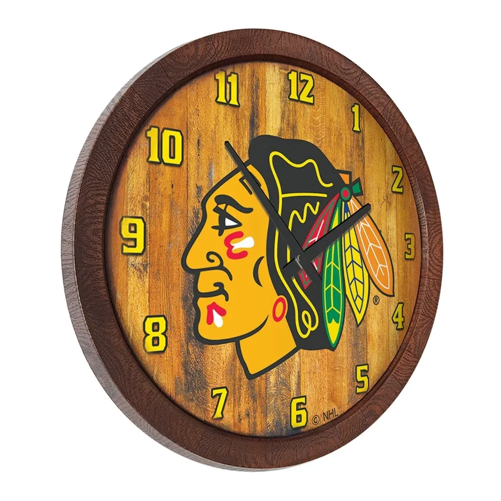 Chicago Blackhawks: "Faux" Barrel Top Wall Clock