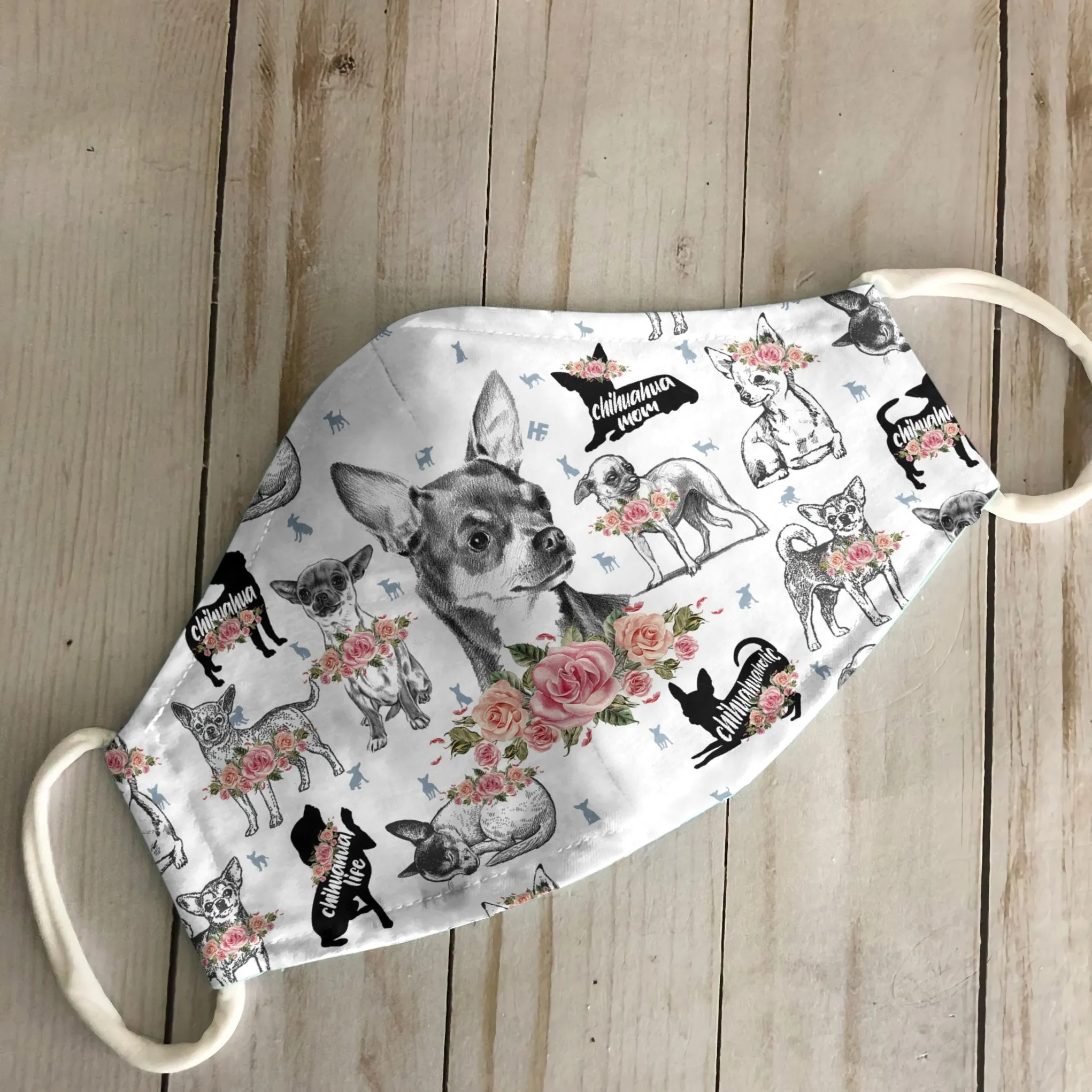 Chihuahua Floral Vintage EZ07 1806 Face Mask