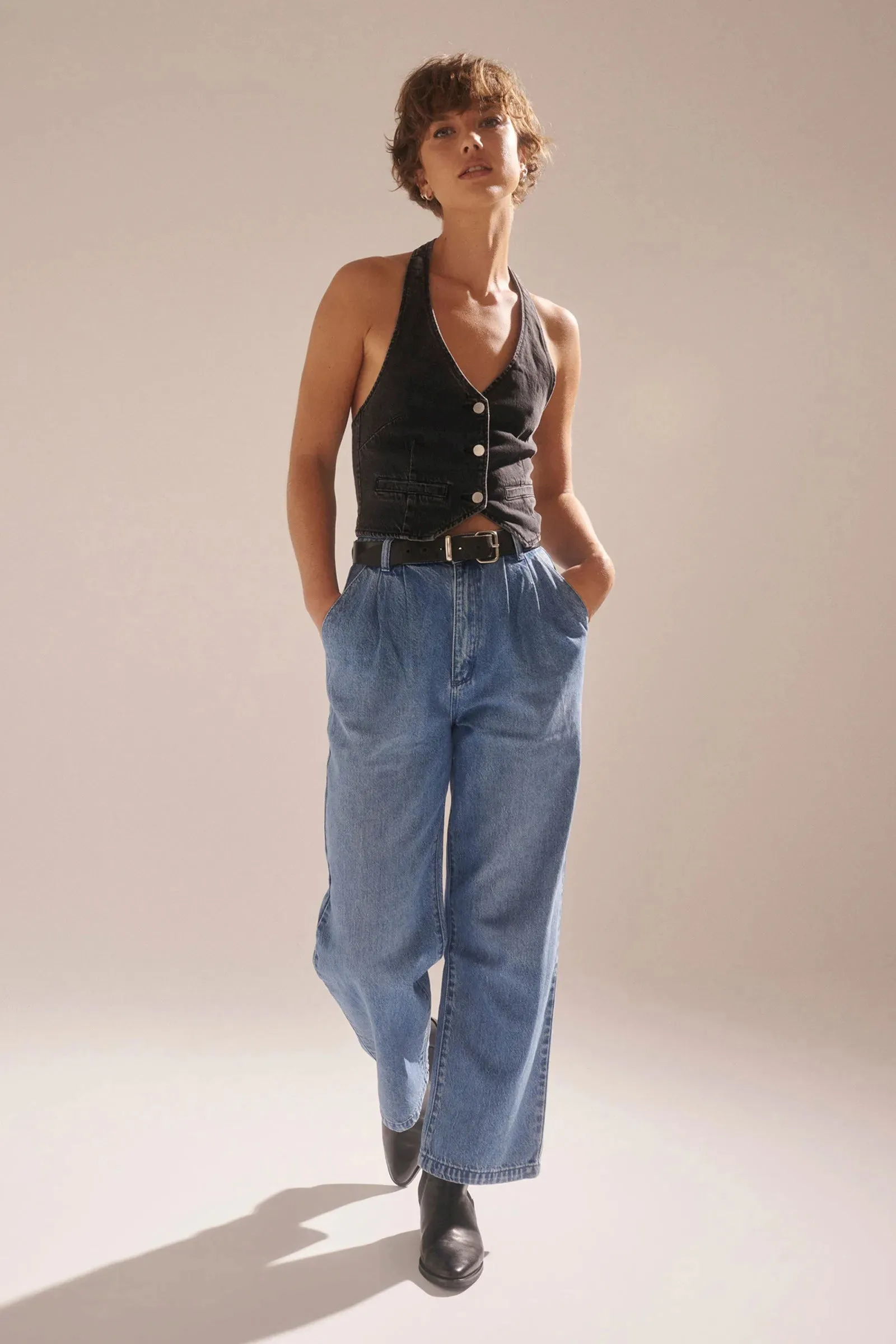 Chloe Pleat Pant - Azure