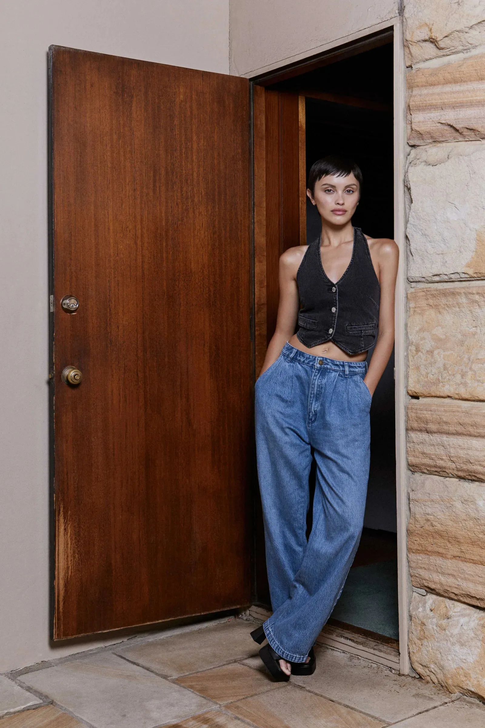 Chloe Pleat Pant - Azure