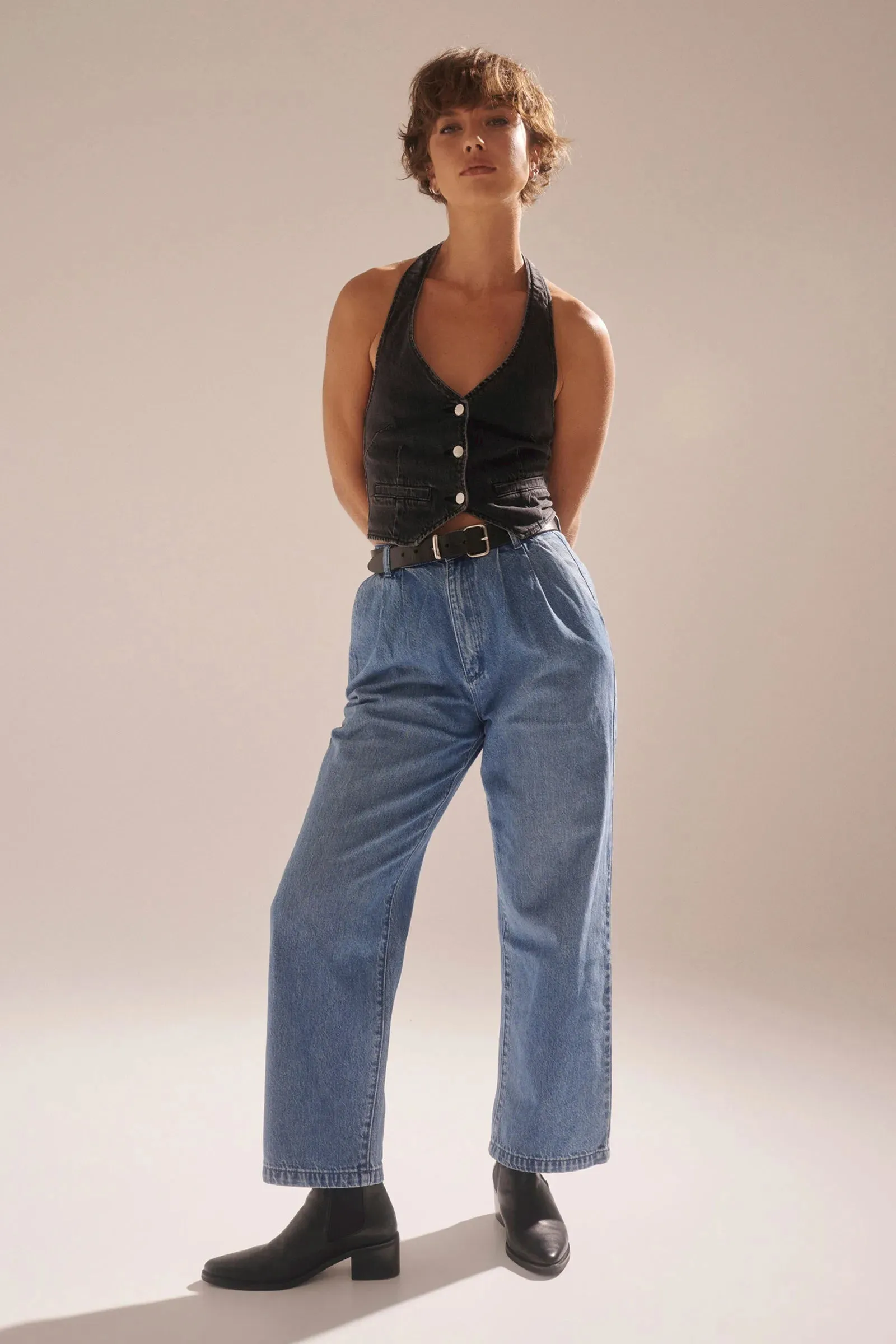 Chloe Pleat Pant - Azure