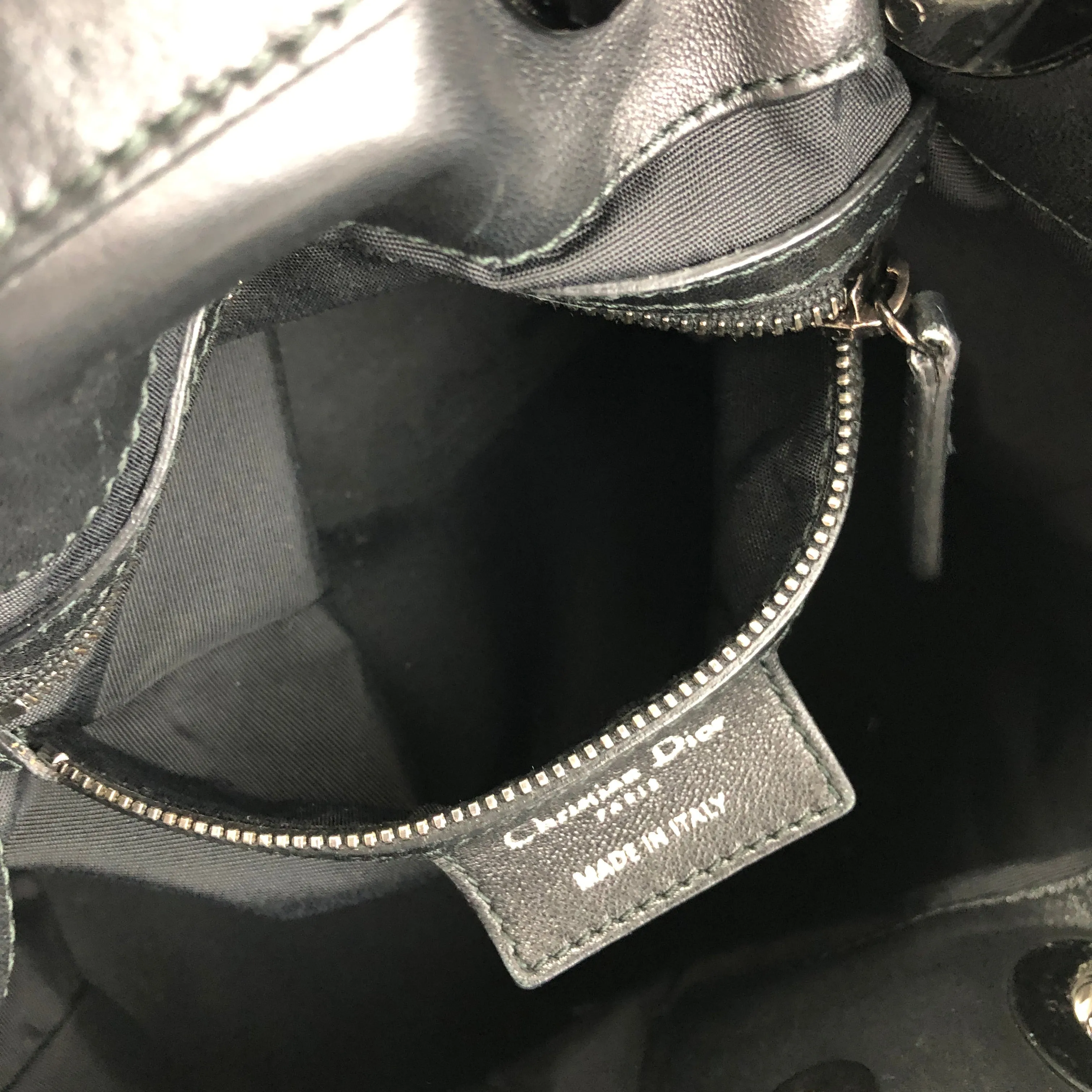 Christian Dior Cannage Lady dior Padlock Charm Bucket Totebag Black Vintage txf4va