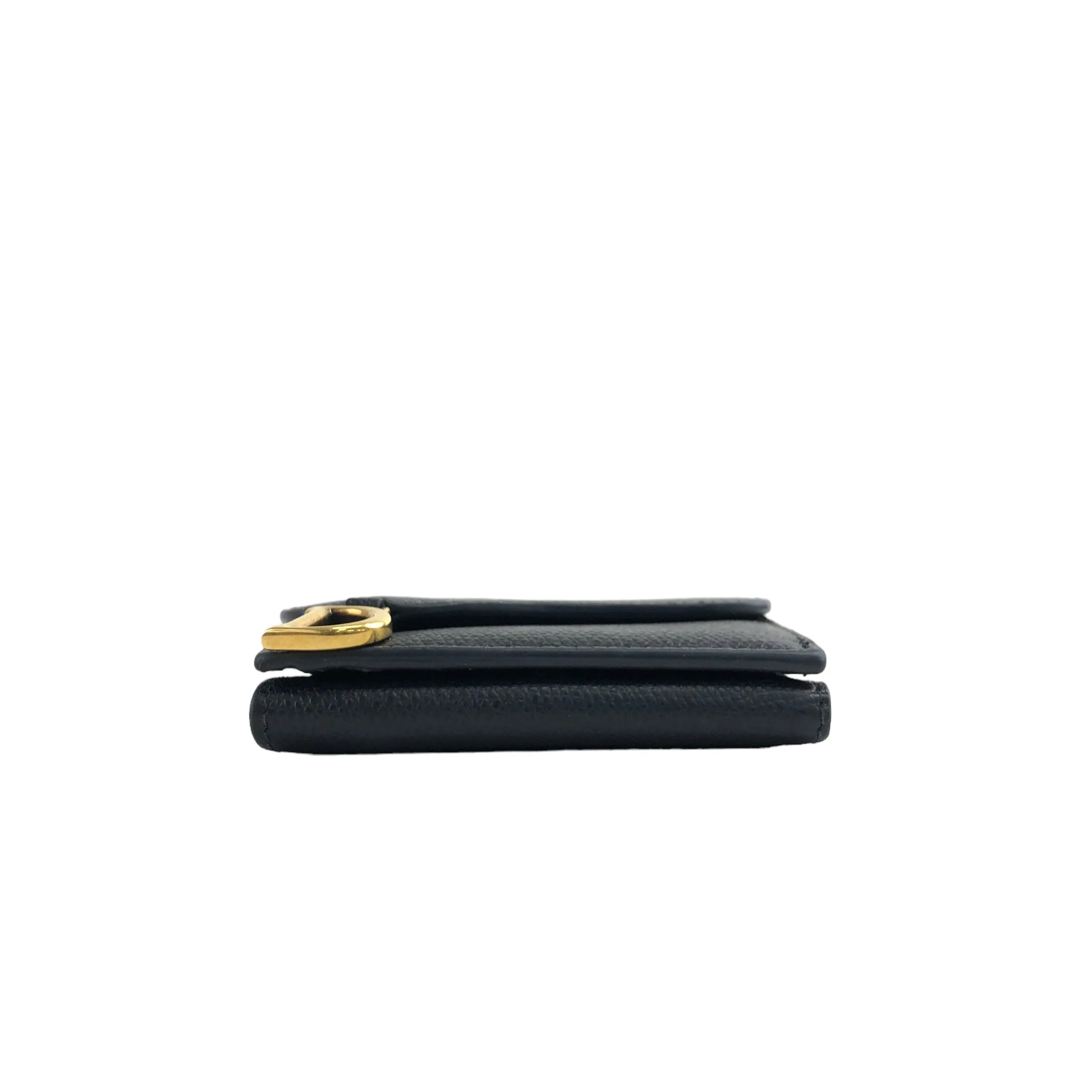 Christian Dior D Motif Leather Trifold Wallet Black Vintage zuymyy