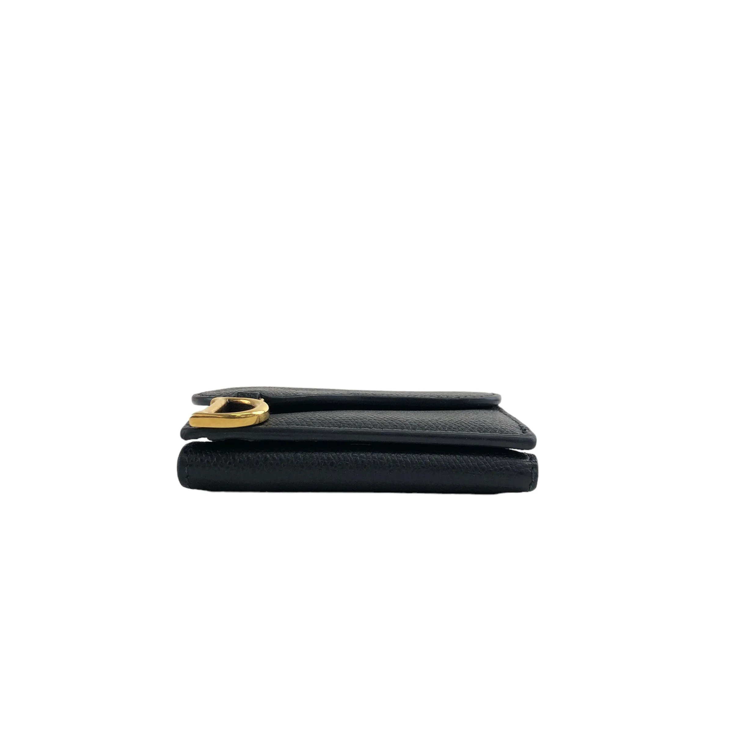 Christian Dior D Motif Leather Trifold Wallet Black Vintage zuymyy