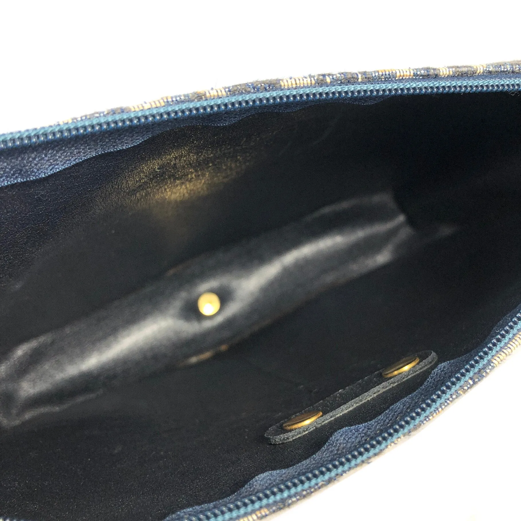 Christian Dior Logo Trotter Oblique Round Jacquard Shoulder bag Navy Vintage Old bpd7zc