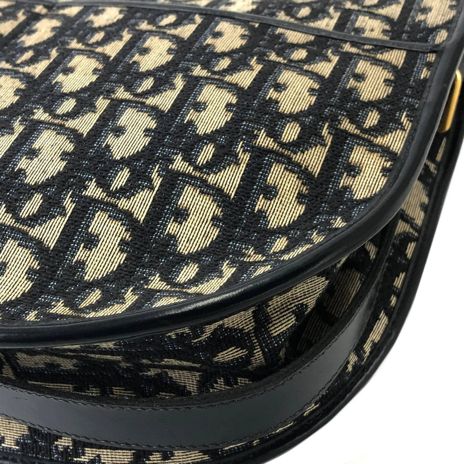 Christian Dior Logo Trotter Oblique Round Jacquard Shoulder bag Navy Vintage Old bpd7zc