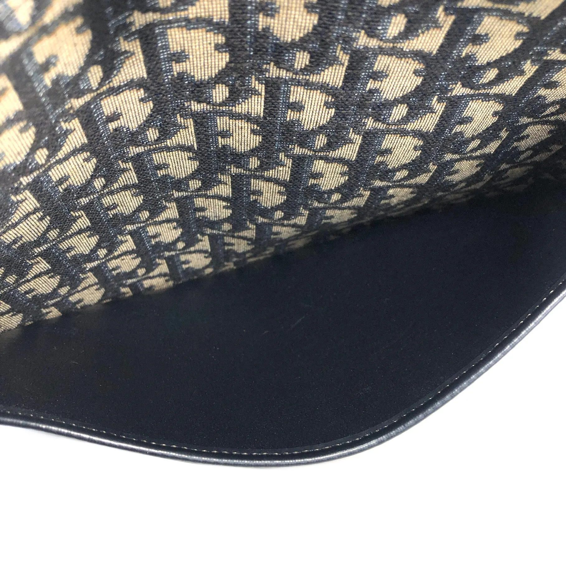 Christian Dior Logo Trotter Oblique Round Jacquard Shoulder bag Navy Vintage Old bpd7zc