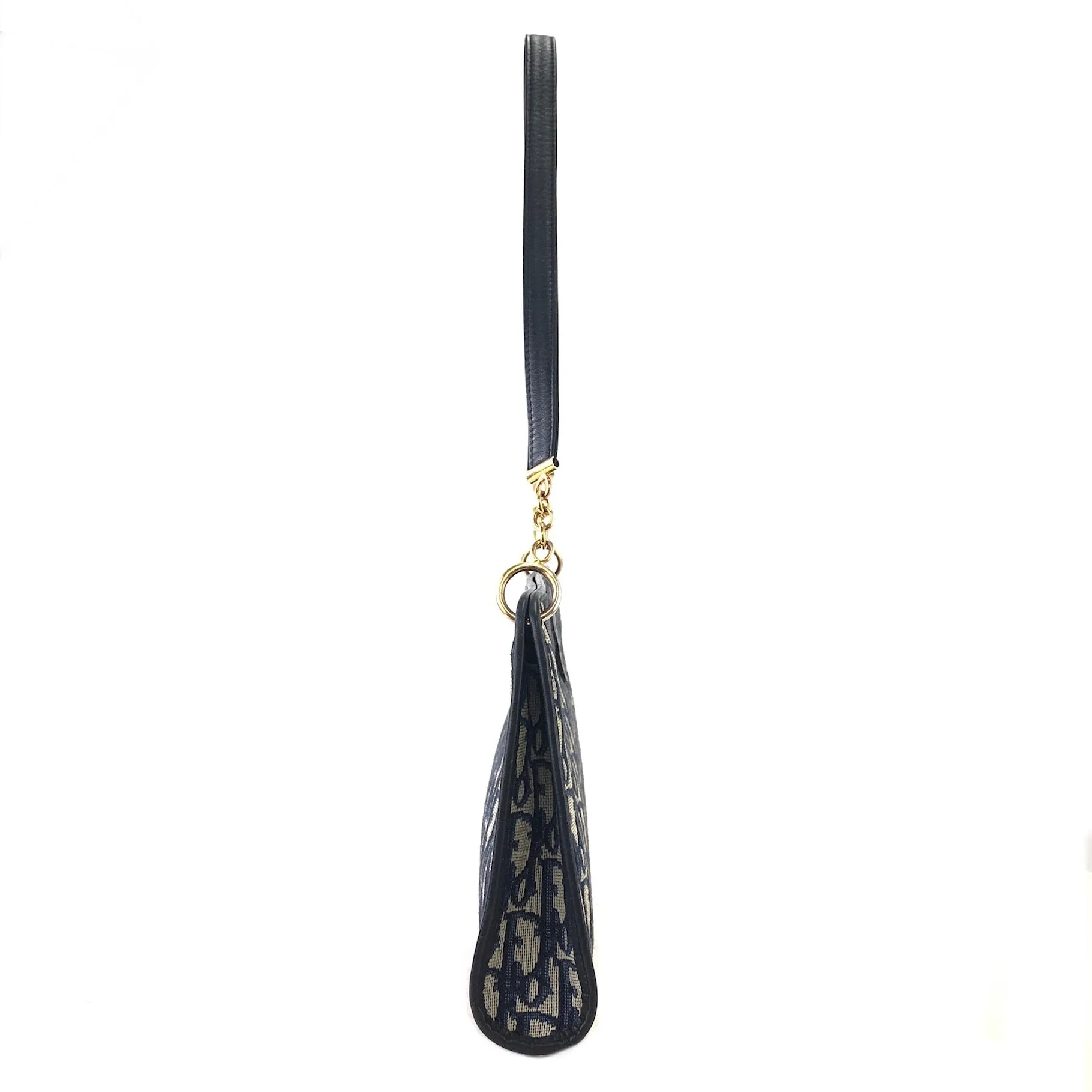 Christian Dior  Trotter CD Logo Jacquard Leather Shoulder bag Navy Vintage 5f4tcg