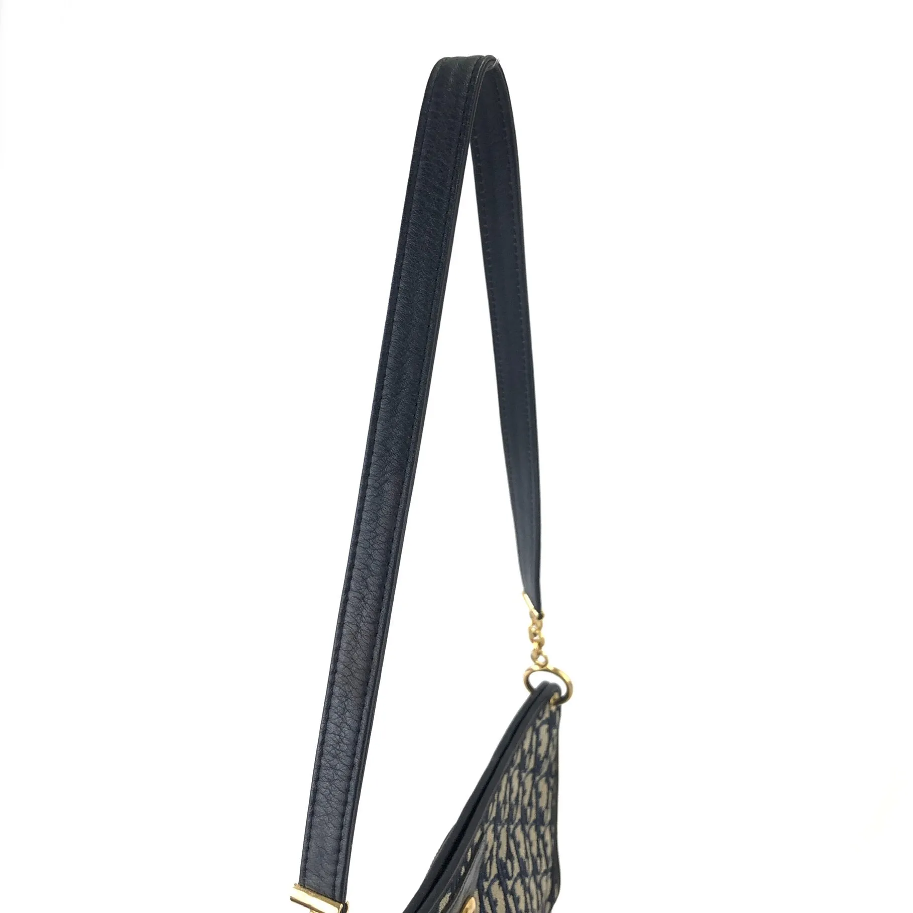 Christian Dior  Trotter CD Logo Jacquard Leather Shoulder bag Navy Vintage 5f4tcg