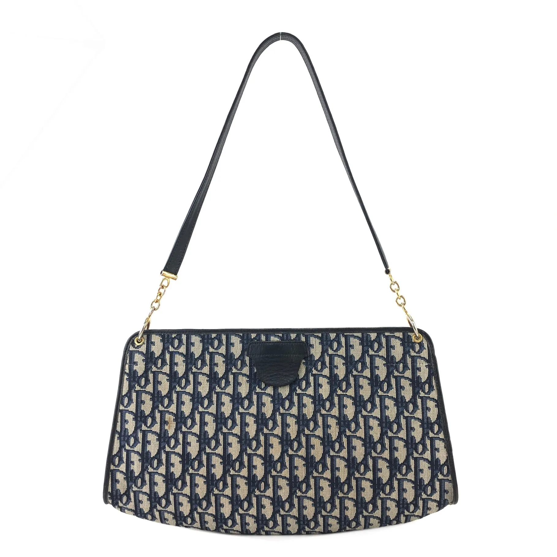 Christian Dior  Trotter CD Logo Jacquard Leather Shoulder bag Navy Vintage 5f4tcg