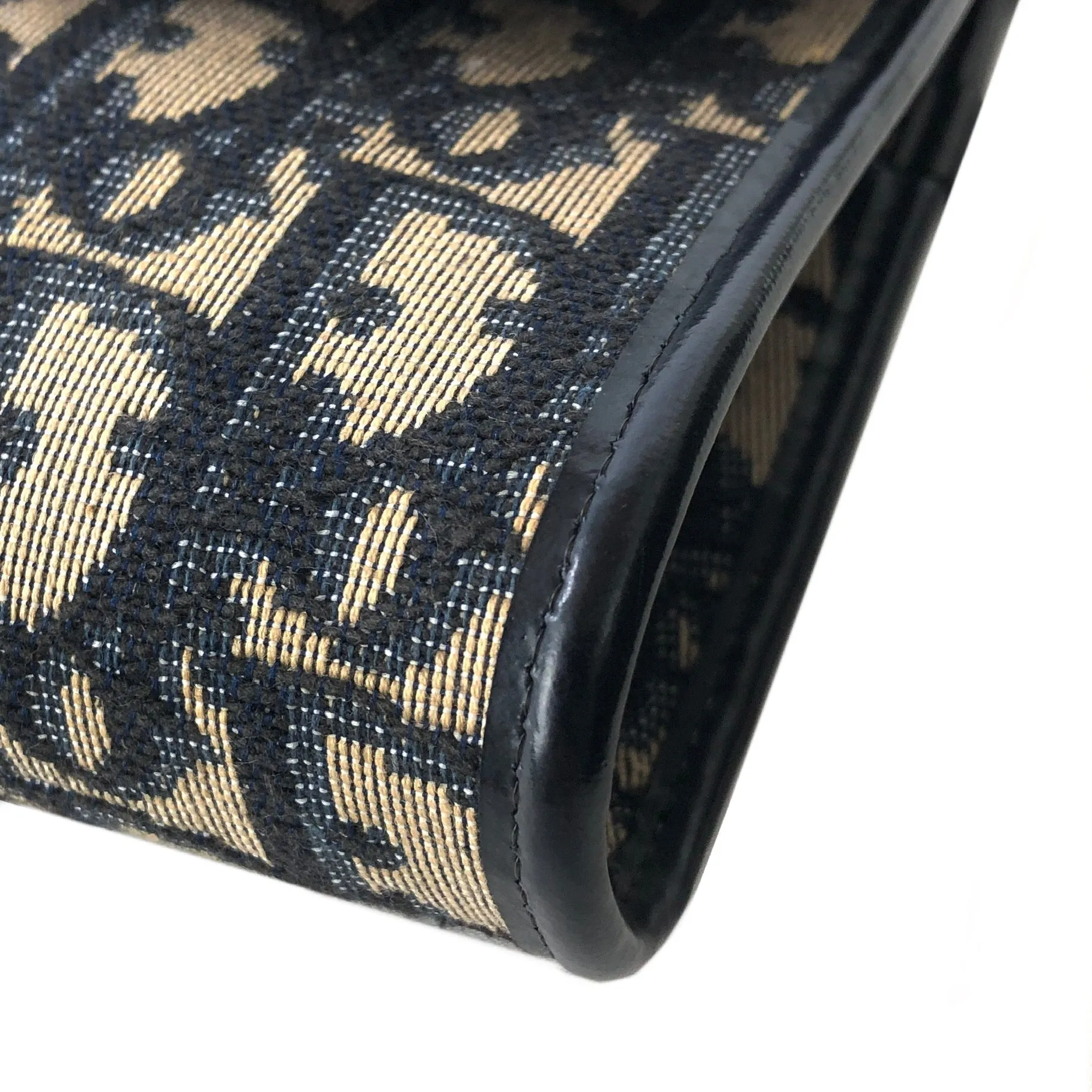 Christian Dior Trotter Jacquard Chain Mini Shoulder bag Navy Vintage Old 4w7zyh