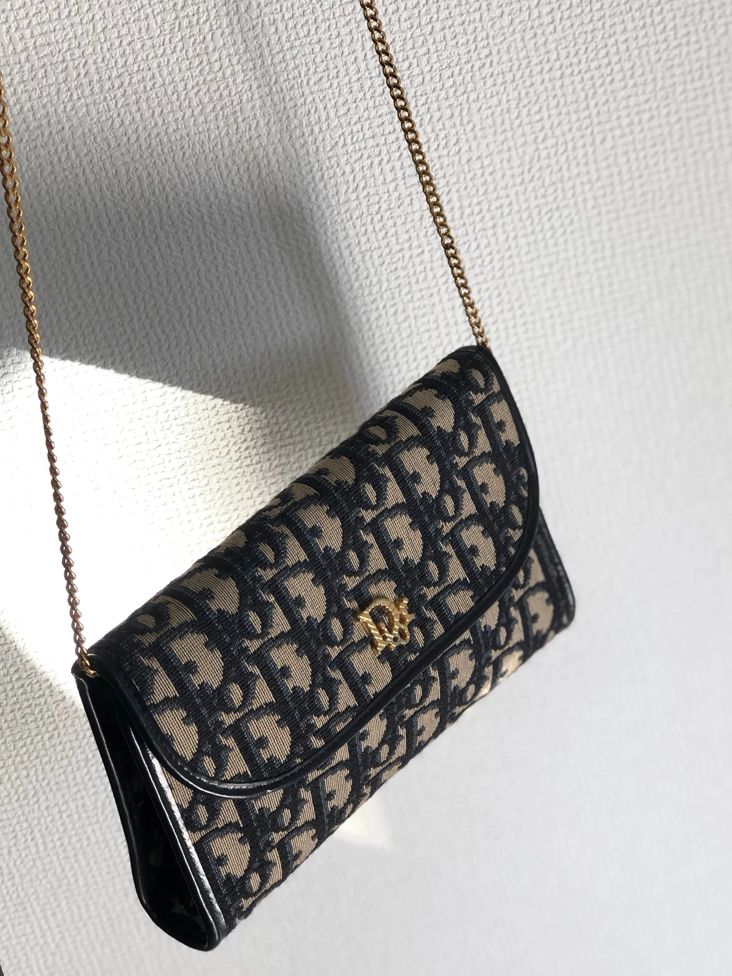 Christian Dior Trotter Jacquard Chain Mini Shoulder bag Navy Vintage Old 4w7zyh