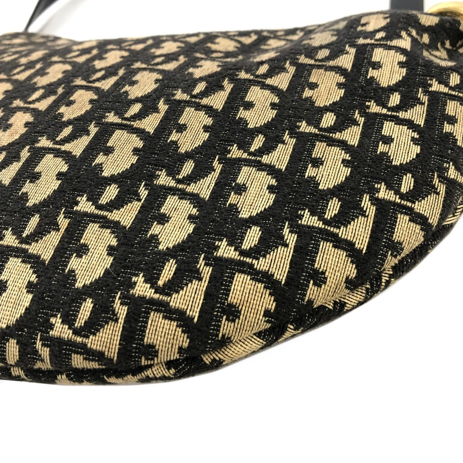 Christian Dior Trotter Jacquard Leather Shoulder bag Hobobag Navy Vintage 45xua4