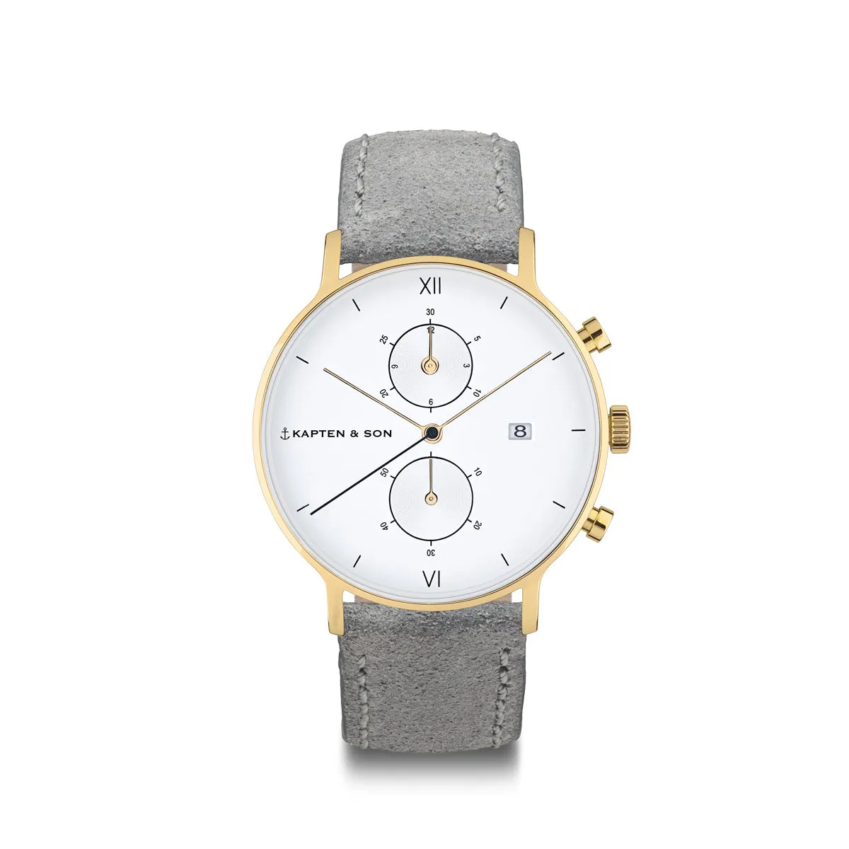 Chrono Small Gold White & Grey Vintage Leather