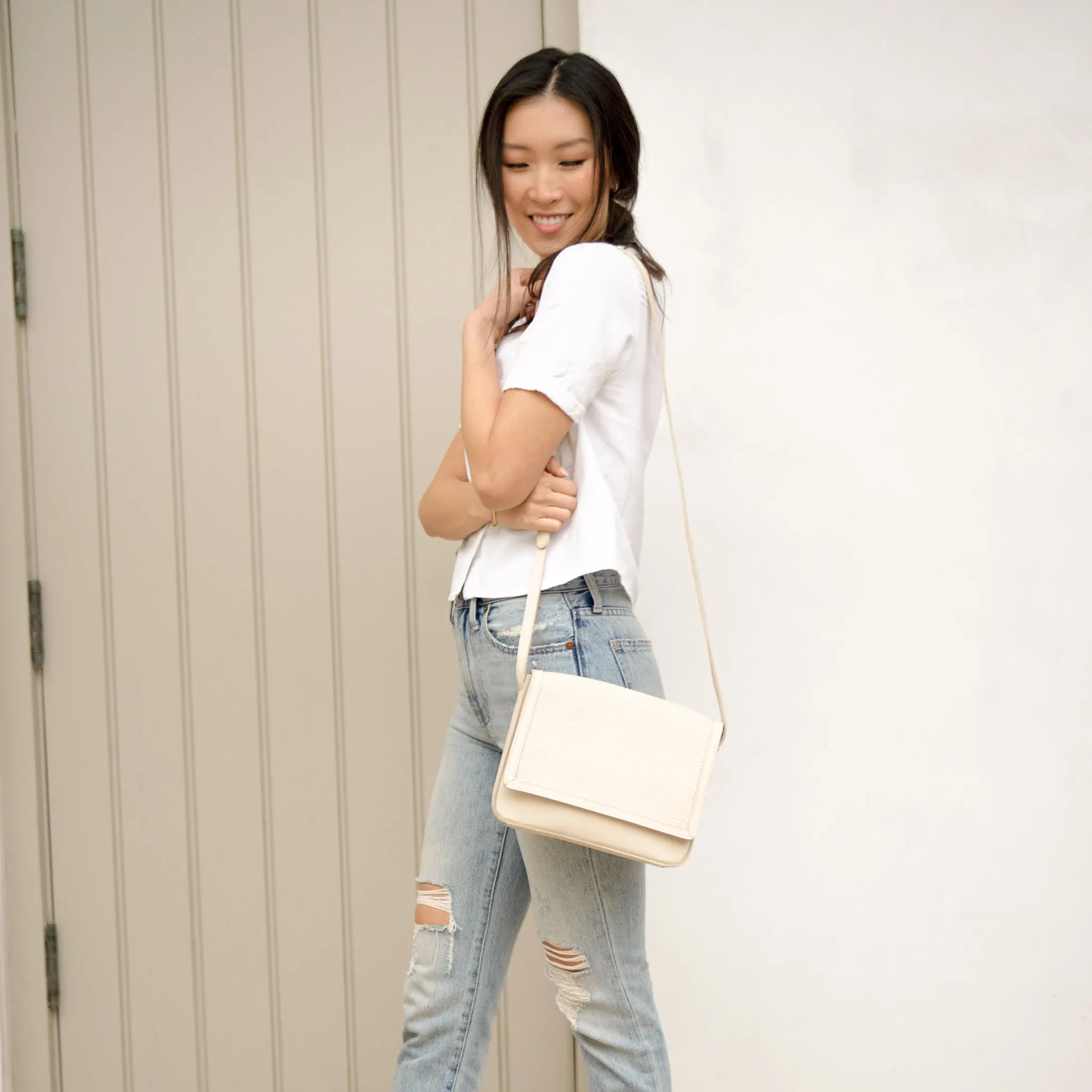 Clara Crossbody Woven Bone