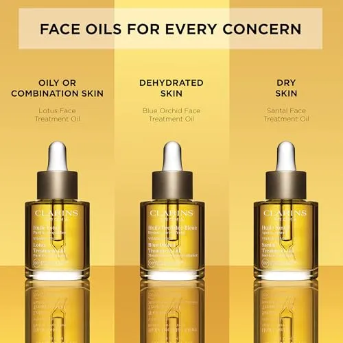 Clarins Blue Orchid Face Oil Treatment | Skin is Immediately Hydrated*, Revitalized and Toned | Restores Radiance | Visibly Minimizes Fine Lines | 100% Natural Plant Extracts | Dry Skin Type