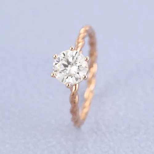 Classic round engagement ring Solitaire diamond ring vintage 6 prong Solitaire ring Dainty Round Cut Solitaire Engagement ring for women